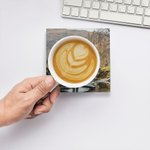 Personlig 2 PCS Square Photo Ceramic Drink Coaster med korkstøtteputer Husoppvarmingsjubileumsgave til parfamilie