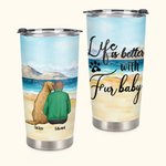 Spersonalizowany kubek ze stali nierdzewnej na plażę My Fur Baby 20oz z imieniem Prezent urodzinowy dla miłośników psów