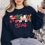Personalized Mama Gigi Christmas Santa Sweatshirt Hoodie T-shirt with Children Name Christmas Mother’s Day Gift for Mom Grandma