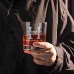 Personalised 10oz Engraved Food Grade Whiskey Glasses with Initial Name and Text Birthday Housewarming Gift for Men Whiskey Bourbon Drinkers