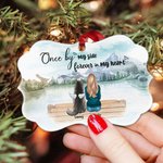 Spersonalizowana ceramiczna ozdoba Forever In My Heart o nieregularnym kształcie z imieniem i elementem jeziora - pamiątkowy prezent dla miłośników zwierząt domowych