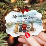 Ornement en céramique de forme irrégulière personnalisé Life Is Better With Dogs Snow Mountain Theme Home Decoration Memorial Gift for Pet Lobers (La 