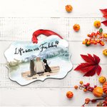 Personalized Life Is Better With Fur Baby Lakeside Picnic Irregular Shape Ceramic Ornament Memorial Gift for Pet Lovers