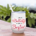 Personalised Life Is Better With Besties with Cherry Tree Background Wine Tumbler Gift for Sisters
