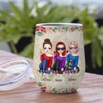Personifierad Livet är bättre med bästisar Vintage Flower Style 12oz Wine Tumbler Vänskap Present