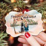 Ornement personnalisé en céramique de forme irrégulière jouant avec mon ami à fourrure sous l'érable avec la citation I Love You Cadeau commémoratif p