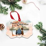 Ornement personnalisé en céramique de forme irrégulière jouant avec mon ami à fourrure sous l'érable avec la citation I Love You Cadeau commémoratif p