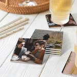 Personlig 2 PCS Square Photo Ceramic Drink Coaster med korkstøtteputer Husoppvarmingsjubileumsgave til parfamilie