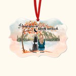 Ornement personnalisé en céramique de forme irrégulière jouant avec mon ami à fourrure sous l'érable avec la citation I Love You Cadeau commémoratif p