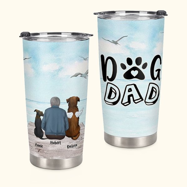 Vaso de 20oz personalizado con cita para mamá o papá perro con fondo marino y nombre Regalo de cumpleaños y Navidad para los amantes de los perros