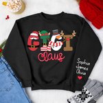 Personalized Mama Gigi Christmas Santa Sweatshirt Hoodie T-shirt with Children Name Christmas Mother’s Day Gift for Mom Grandma
