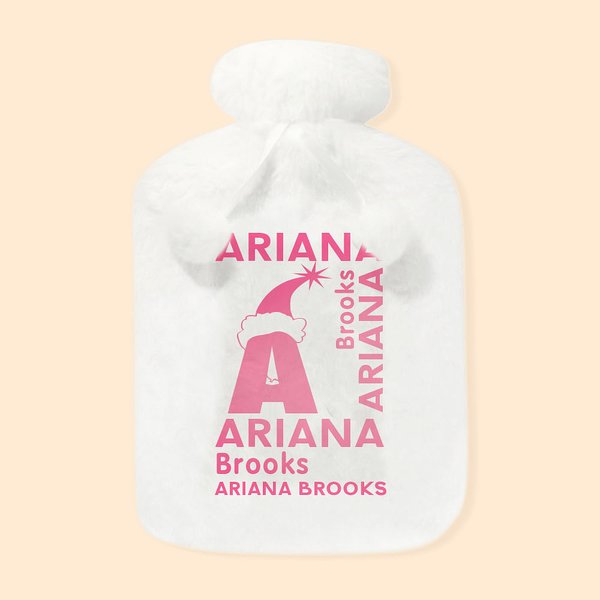 Personalised Hot Water Bottle Bag with Cute Cover Bed Feet Warmer with Name and Initial Birthday Christmas Gift for Kids