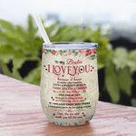 Henkilökohtainen Bestie lainausmerkit minun Besties tulet aina rakastamaan minua takaisin 12oz Wine Tumbler lahja sisaret