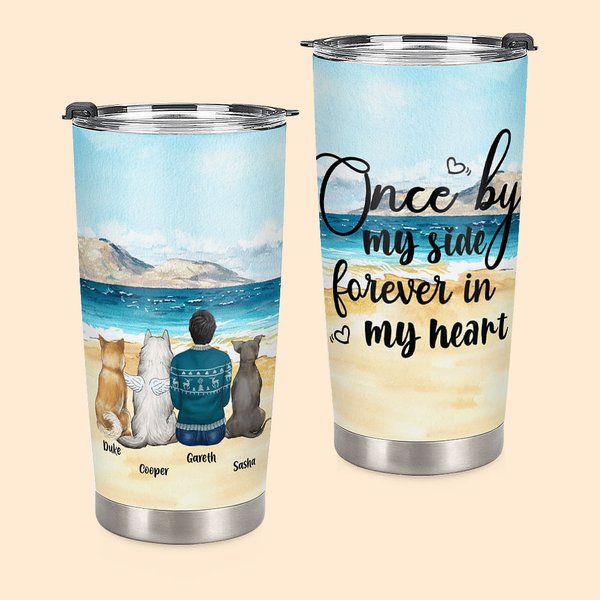 Spersonalizowany kubek ze stali nierdzewnej Forever in My Heart 20oz z imieniem i nazwiskiem Plaża Motyw wakacji Kubek do kawy Urodziny Boże Narodzenie Prezent dla miłośników psów