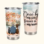 Spersonalizowany cytat Forever in My Heart 20 uncji kubek z motywem opadłych liści Dekoracja urodzinowa Pamiątkowy prezent dla miłośników psów