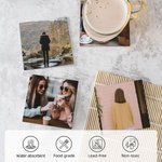 Personlig 2 PCS Square Photo Ceramic Drink Coaster med korkstøtteputer Husoppvarmingsjubileumsgave til parfamilie