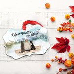 Ornement en céramique de forme irrégulière personnalisé Life Is Better With Dogs Snow Mountain Theme Home Decoration Memorial Gift for Pet Lobers (La 
