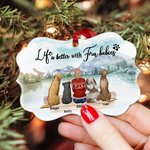 Personalized Life Is Better With Fur Baby Lakeside Picnic Irregular Shape Ceramic Ornament Memorial Gift for Pet Lovers
