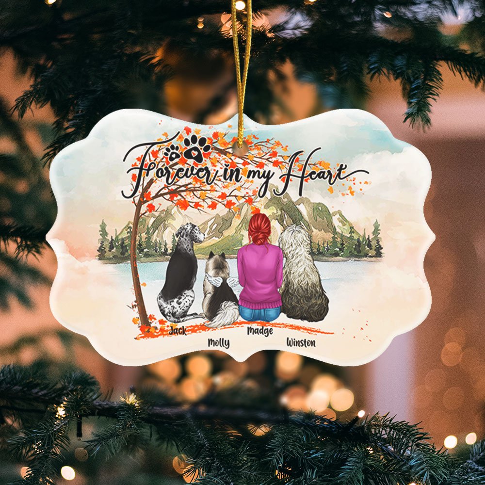 Personnalisé Forever In My Heart Autumn Love Irregular Shape Ceramic Ornament Christmas Memorial Gift for Pet Lover Owner 2