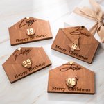 Gepersonaliseerde houten geld houder contant geld envelop met leeftijd en gegraveerde naam Kerstmis verjaardagscadeau voor kinderen vrienden