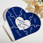 Personlig Together We Make A Family Färgglad akrylhjärta skrivbordsprydnad med 1-12 namn Mors dag julklapp till mormor mor