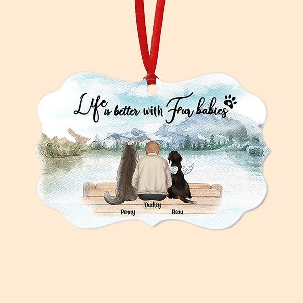 Personalized Life Is Better With Fur Baby Lakeside Picnic Irregular Shape Ceramic Ornament Memorial Gift for Pet Lovers