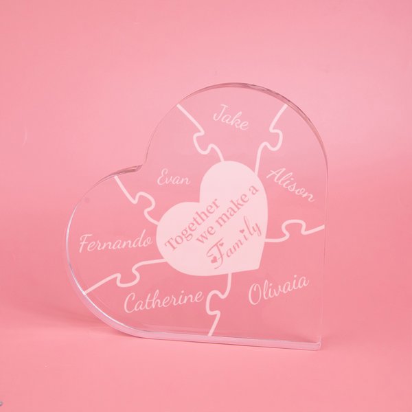 Personalised Together We Make A Family Acrylic Heart 1-12 Name Puzzle Desk Ornament Mother's Day Christmas Gift for Grandma Mother