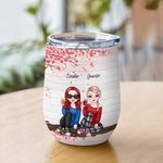 Personalised Life Is Better With Besties with Cherry Tree Background Wine Tumbler Gift for Sisters