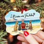 Personalized Life Is Better With Fur Baby Pets Irregular Shape Ceramic Pendant Ornament Christmas Birthday Gift for Friends