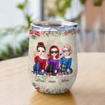 Personifierad Livet är bättre med bästisar Vintage Flower Style 12oz Wine Tumbler Vänskap Present