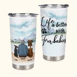 Gepersonaliseerde Life Is Better with Fur Baby/Babies 20 oz Stainless Steel Tumbler met Naam Perfect Verjaardagscadeau Kerstmis voor Hondenliefhebbers