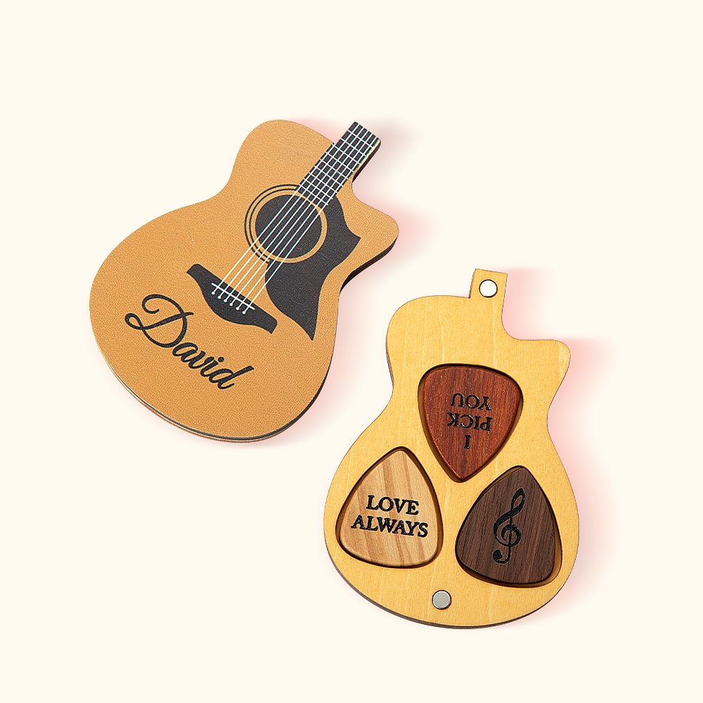 Personalisierte Holzgitarrenplektren Geschenke mit Kästchen