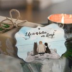Personalizzato La vita è migliore con i cani Ponte Sunrise acrilico appeso Ornamento commemorativo per gli amanti degli animali domestici
