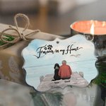 Personalized Forever In My Heart Irregular Shape Acrylic Ornament with Bridge Seascape Background Christmas Memorial Gift for Pet Owners