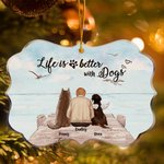 Personalizzato La vita è migliore con i cani Ponte Sunrise acrilico appeso Ornamento commemorativo per gli amanti degli animali domestici