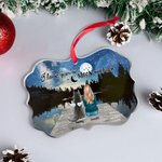 Ornamento acrílico personalizado I Love You To The Moon And Back Enjoying Starry Night Irregular Shape Christmas Memorial Gift for Pet Lover Owner