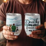 Personalized Once By My Side Forever In My Heart Wine Tumbler Stainless Steel Birthday Gift for Dog Lovers