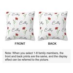 Personalised Bouquet Birth Flowers Throw Pillow Cover with Family Member Name Christmas Birthday Mother's Day Gift