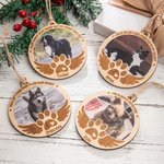Ornement en Bois Personnalisé avec Photo de l'Animal et Nom Décoration Suspendue Cadeau Commémoratif de Noël pour Amoureux d'Animal de Compagnie