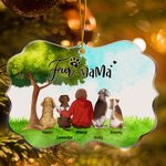 Spersonalizowana ozdoba akrylowa w nieregularnym kształcie z cytatem Fur Mama Papa na tle zielonego lasu - prezent dla miłośników zwierząt domowych