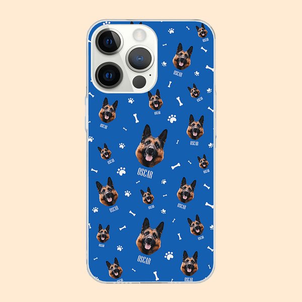 Coque iPhone Personnalisée avec Portrait et Nom Animaux Accessoire de Téléphone Cadeau de Souvenir Anniversaire pour Amoureux d'Animal de Compagnie