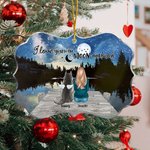 Ornamento acrílico personalizado I Love You To The Moon And Back Enjoying Starry Night Irregular Shape Christmas Memorial Gift for Pet Lover Owner