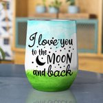 Personalized I Love You To The Moon And Back Wine Tumbler Stainless Steel Birthday Gift for Dog Lover