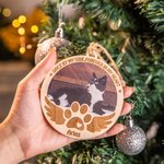 Ornement en Bois Personnalisé avec Photo de l'Animal et Nom Décoration Suspendue Cadeau Commémoratif de Noël pour Amoureux d'Animal de Compagnie