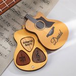 Plettri per chitarra in legno personalizzati con custodia incisa e scatola di supporto Regalo di compleanno per chitarrista musicista