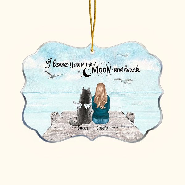 Adorno acrílico personalizado I Love You To The Moon And Back Happly Old Times Regalo conmemorativo para amantes de las mascotas