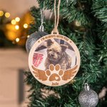 Ornement en Bois Personnalisé avec Photo de l'Animal et Nom Décoration Suspendue Cadeau Commémoratif de Noël pour Amoureux d'Animal de Compagnie