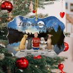 Adorno colgante acrílico personalizado Life Is Better With Dogs Charming Night Irregular Shape Christmas Memorial Gift for Pet Lovers