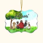 Spersonalizowana ozdoba akrylowa w nieregularnym kształcie z cytatem Fur Mama Papa na tle zielonego lasu - prezent dla miłośników zwierząt domowych