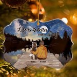Adorno colgante acrílico personalizado Life Is Better With Dogs Charming Night Irregular Shape Christmas Memorial Gift for Pet Lovers